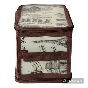 Home Basics Brown Small Cities Zippered Storage Box NWT